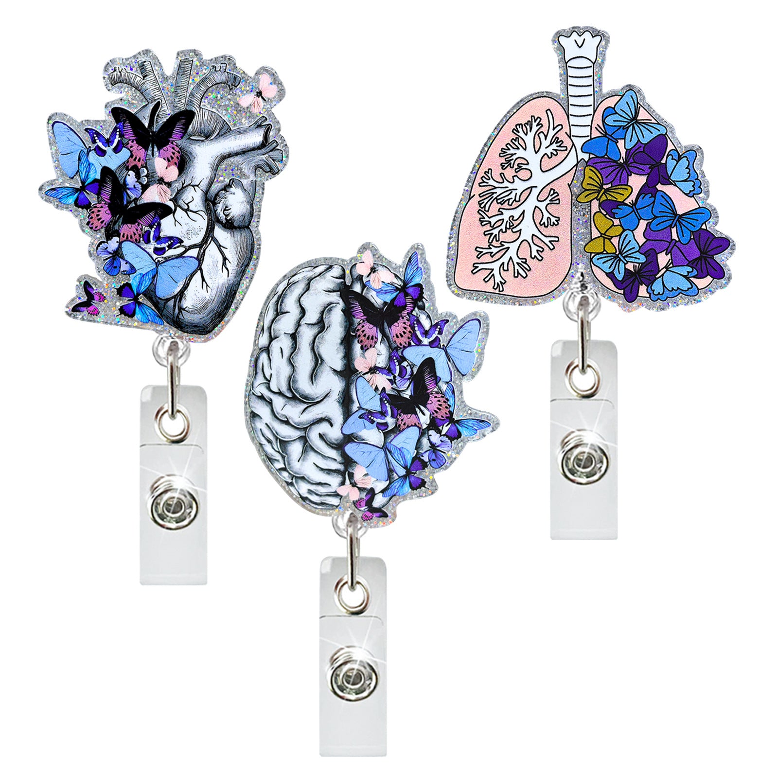 Wholesale Acrylic medical retractable badge scroll easy pull buckle